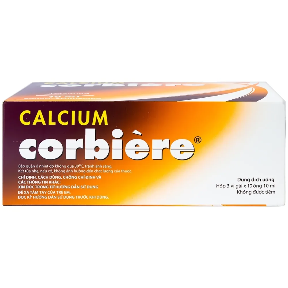 Hình ảnh Dung dịch uống Calcium Corbière Sanofi điều trị thiếu canxi, loãng xương (3 vỉ x 10 ống x 10ml)