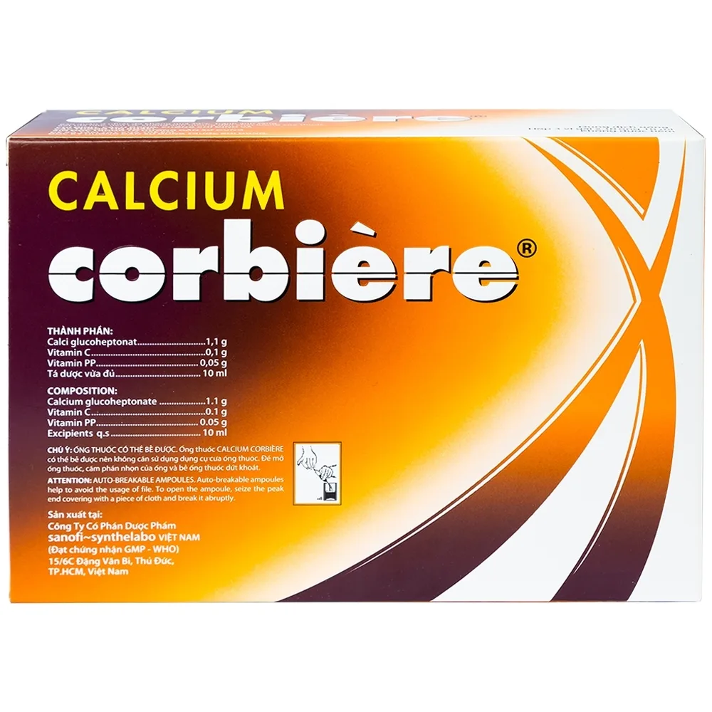 Hình ảnh Dung dịch uống Calcium Corbière Sanofi điều trị thiếu canxi, loãng xương (3 vỉ x 10 ống x 10ml)