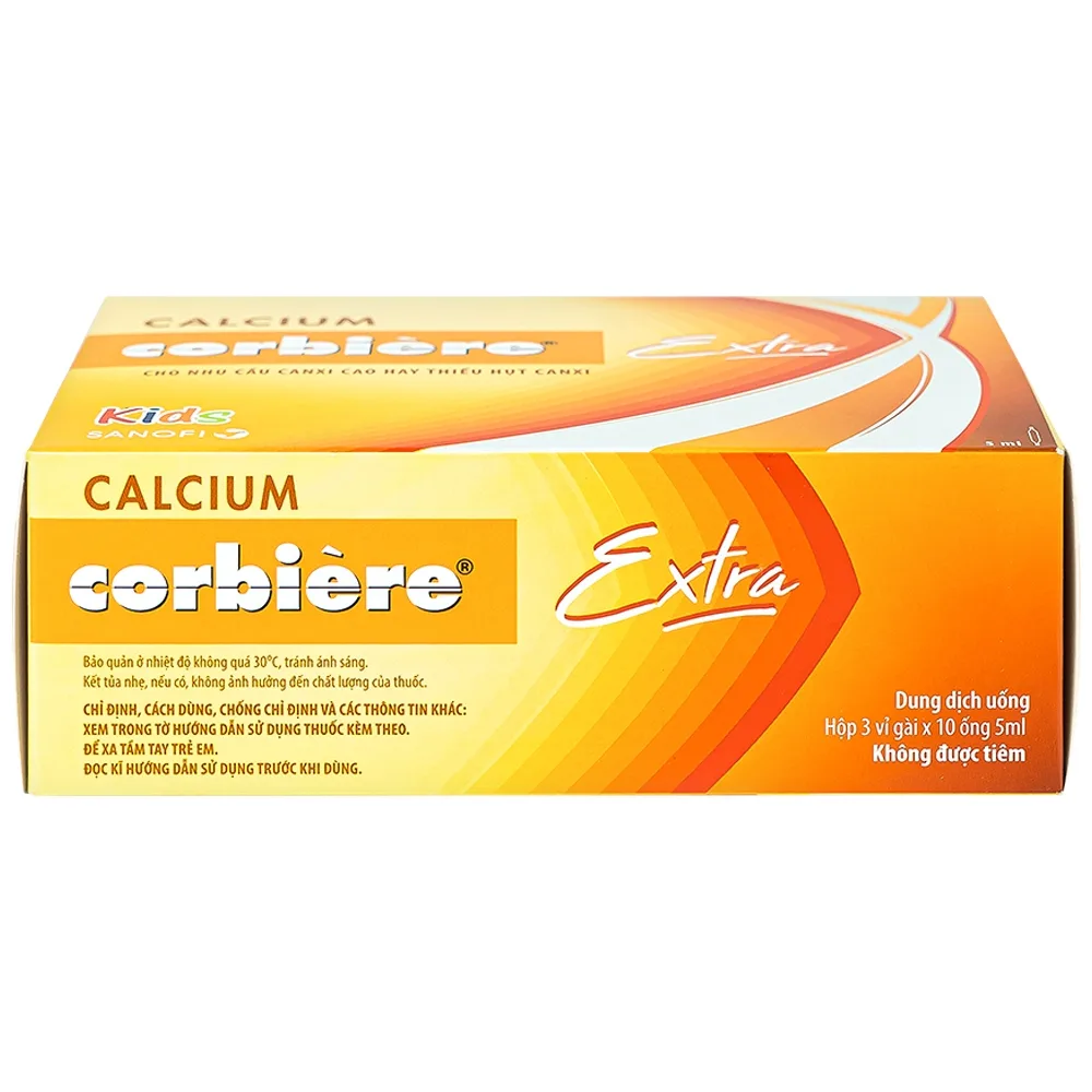 Hình ảnh Thuốc Calcium Corbiere Kids Extra Sanofi bổ sung canxi cho trẻ em (3 vỉ x 10 ống x 5ml)