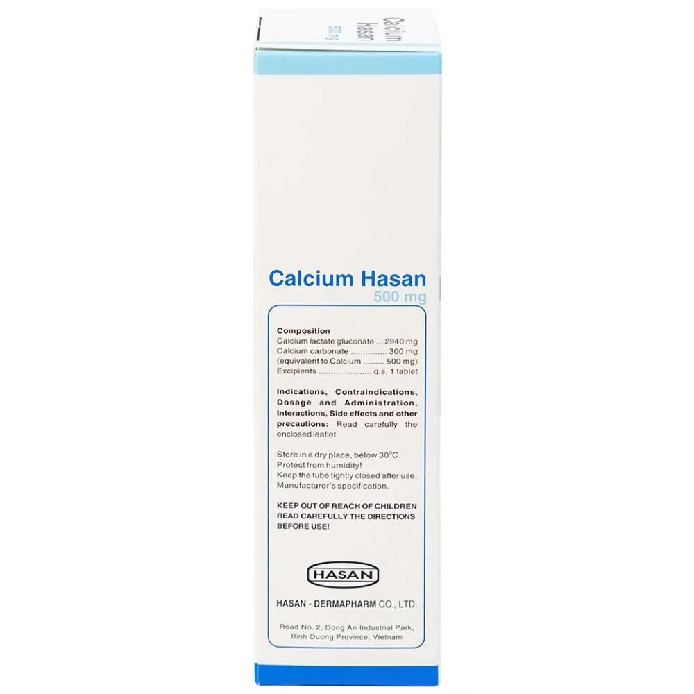 Hình ảnh Viên sủi Calcium Hasan 500mg phòng và hỗ trợ điều trị bệnh loãng xương (20 viên)