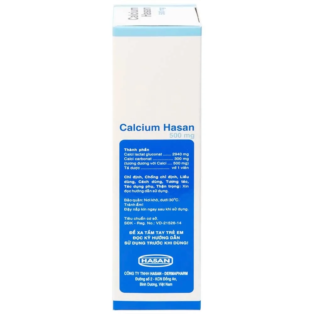 Hình ảnh Viên sủi Calcium Hasan 500mg phòng và hỗ trợ điều trị bệnh loãng xương (20 viên)