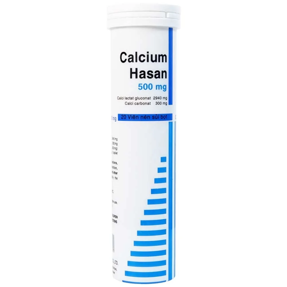 Hình ảnh Viên sủi Calcium Hasan 500mg phòng và hỗ trợ điều trị bệnh loãng xương (20 viên)