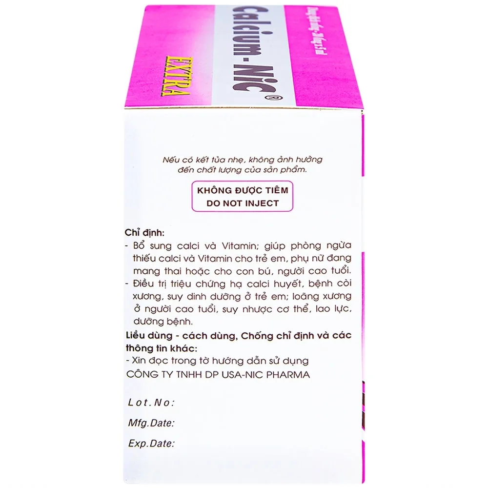 Hình ảnh Dung dịch uống Calcium-NIC Extra bổ sung canxi và vitamin (20 ống x 5ml)