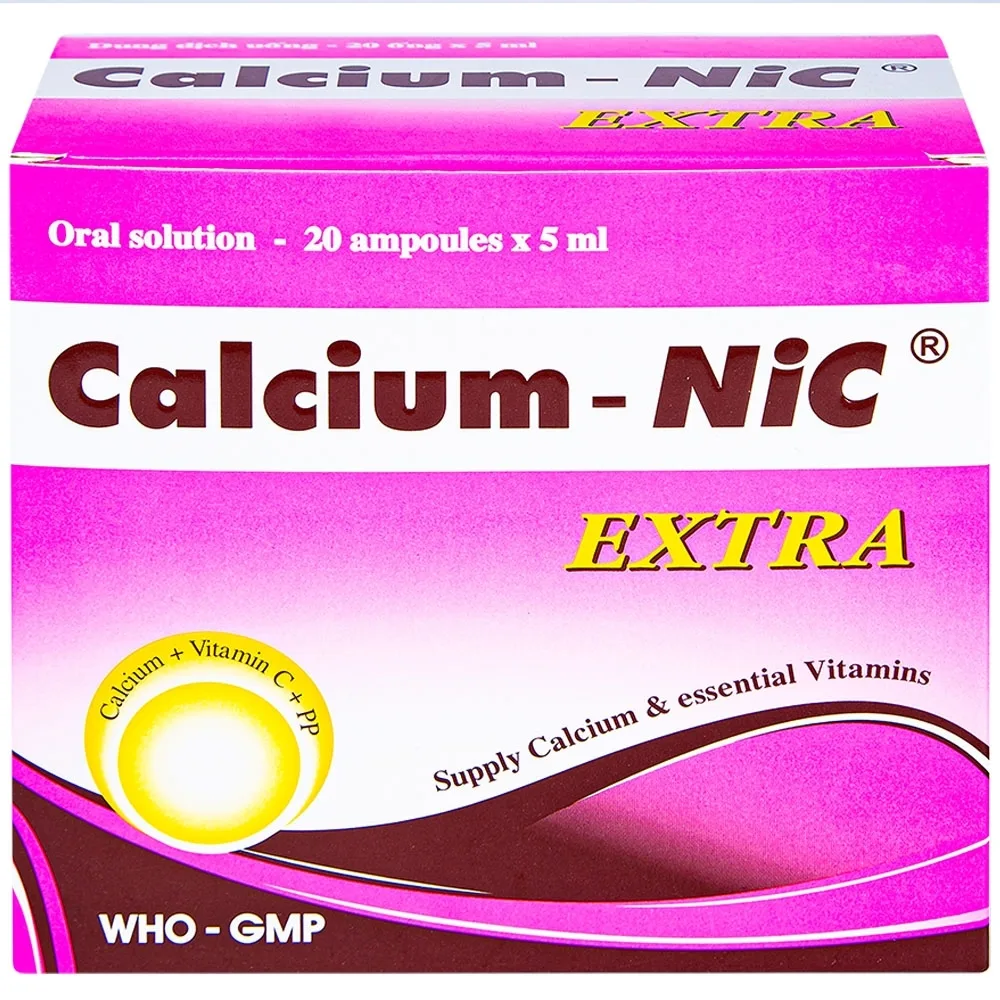 Hình ảnh Dung dịch uống Calcium-NIC Extra bổ sung canxi và vitamin (20 ống x 5ml)