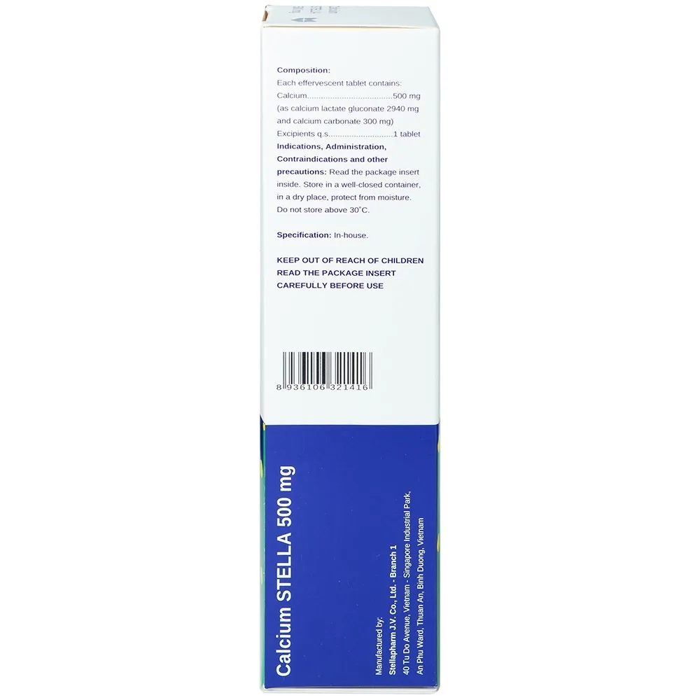 Hình ảnh Viên sủi Calcium Stella 500mg phòng và hỗ trợ điều trị loãng xương (20 viên)