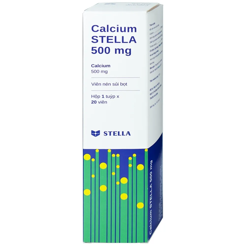 Hình ảnh Viên sủi Calcium Stella 500mg phòng và hỗ trợ điều trị loãng xương (20 viên)