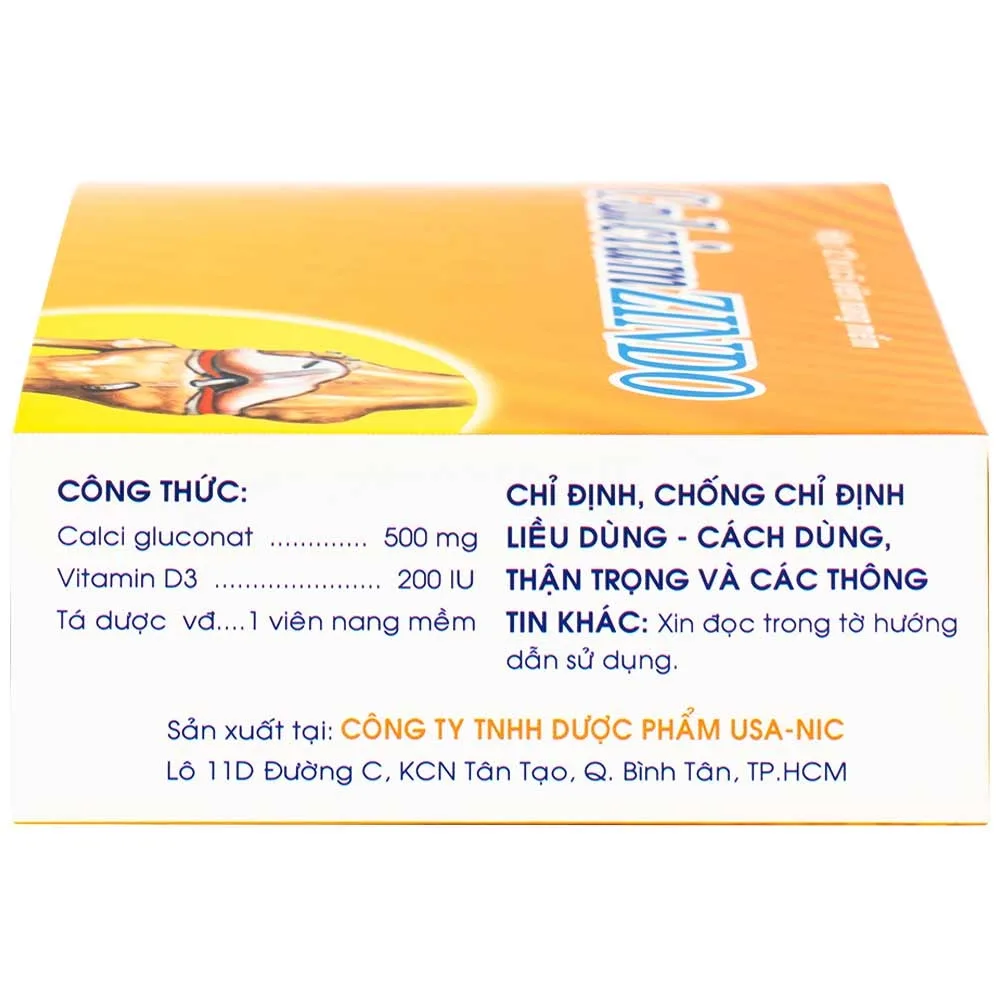 Hình ảnh Viên nang mềm CalciumZindo USA NIC Pharma bổ sung canxi và vitamin D, phòng và điều trị loãng xương (12 vỉ x 5 viên)