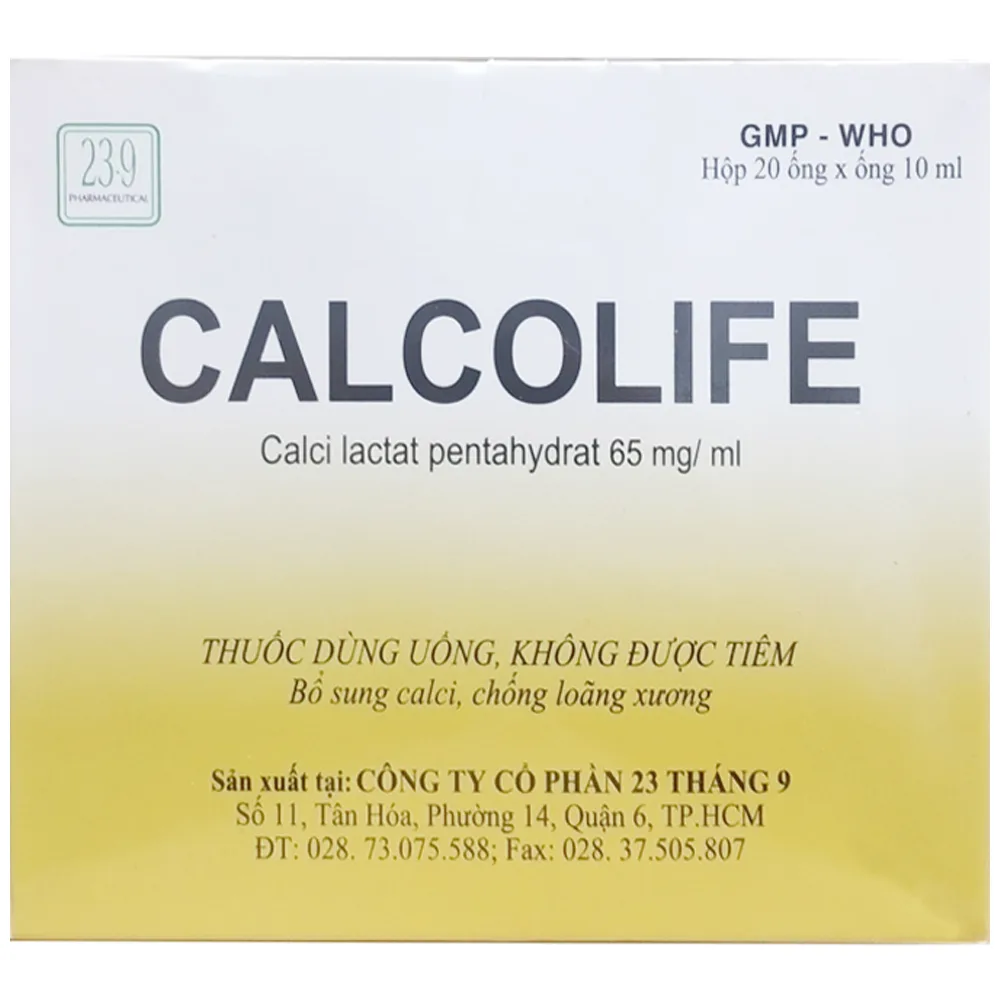 Hình ảnh Dung dịch uống Calcolife 65mg/ml điều trị thiếu hụt canxi (20 ống x 10ml)
