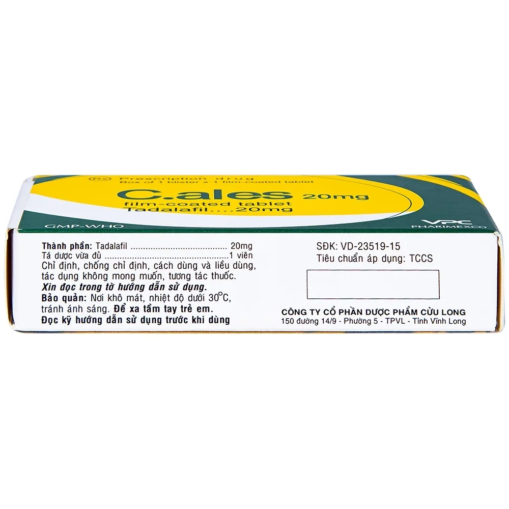 Hình ảnh Thuốc C.ales 20mg Pharimexco điều trị rối loạn cương dương (1 viên)