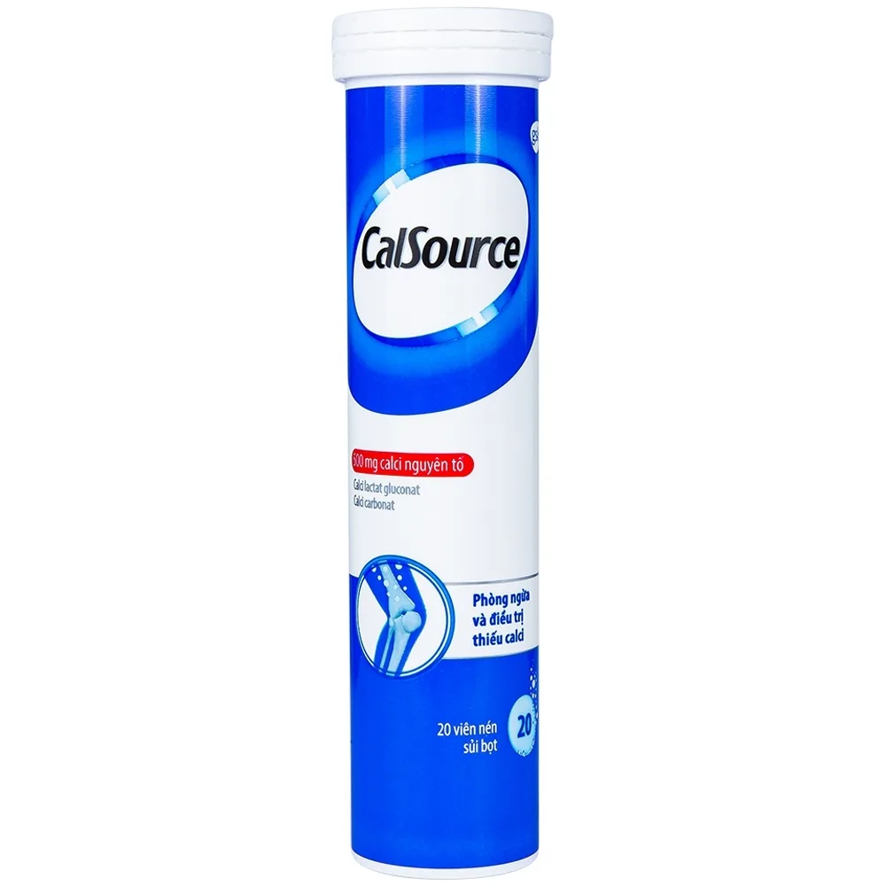 Hình ảnh Viên sủi CalSource 500mg GSK phòng ngừa và điều trị thiếu canxi (20 viên)