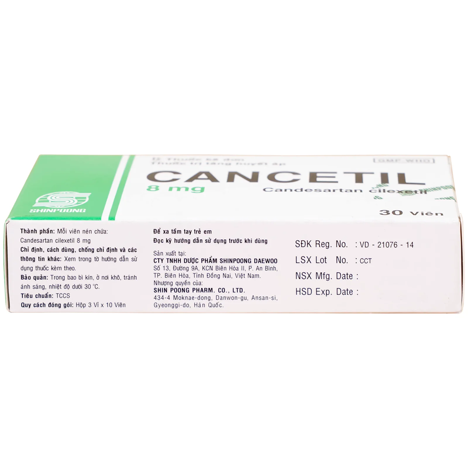 Hình ảnh Thuốc Cancetil 8mg Shinpoong Daewoo điều trị tăng huyết áp (30 viên)
