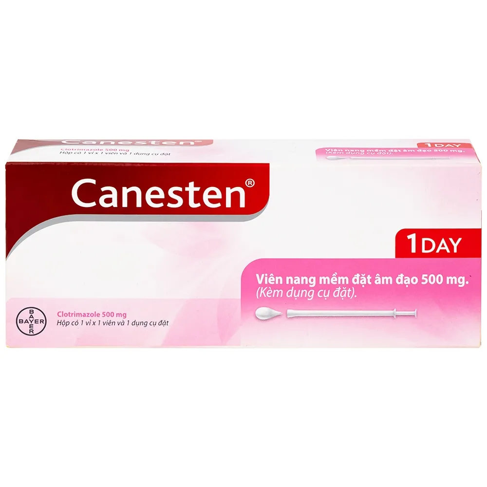 Hình ảnh Viên đặt âm đạo Canesten 1 Day 500mg Bayer điều trị viêm âm đạo và cơ quan sinh dục ngoài (1 vỉ x 1 viên)
