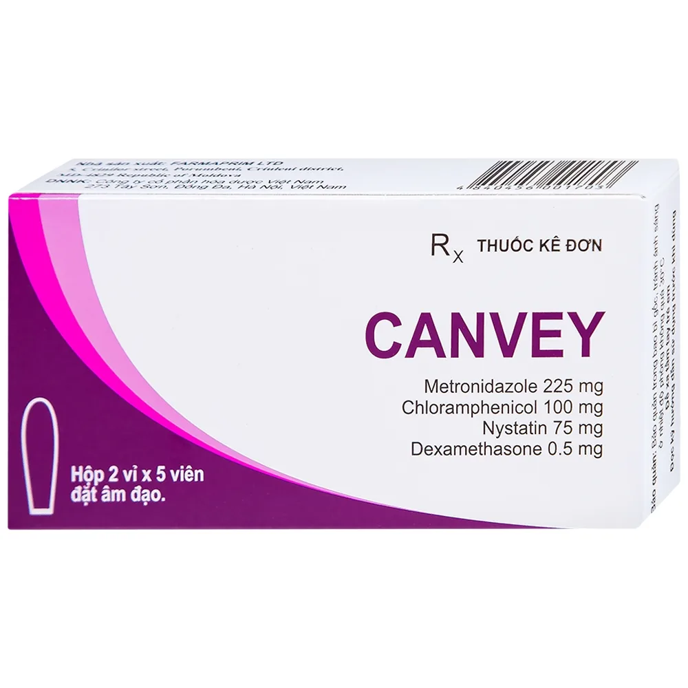 Hình ảnh Viên đặt âm đạo Canvey Farmaprim điều trị nhiễm khuẩn âm đạo (2 vỉ x 5 viên)