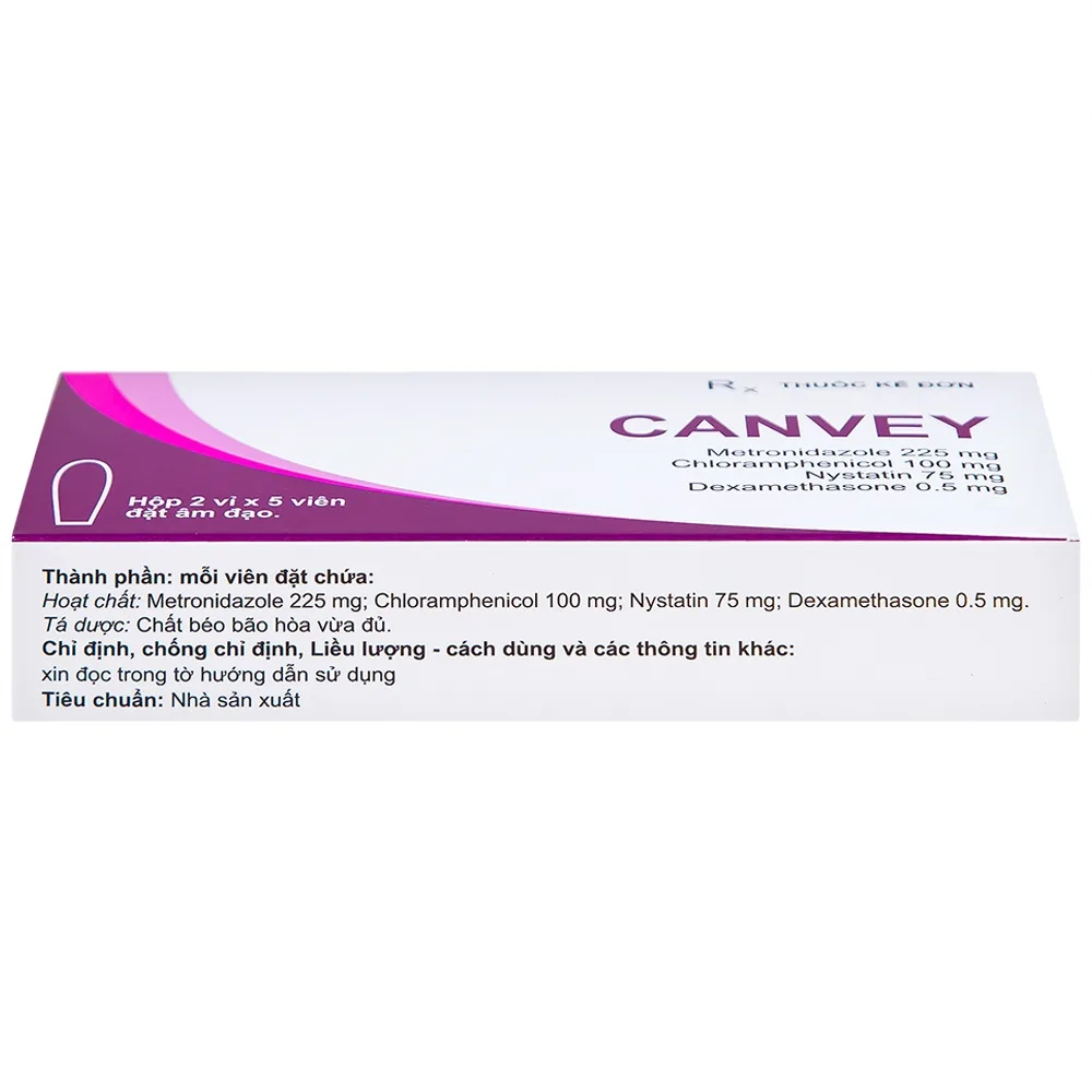 Hình ảnh Viên đặt âm đạo Canvey Farmaprim điều trị nhiễm khuẩn âm đạo (2 vỉ x 5 viên)