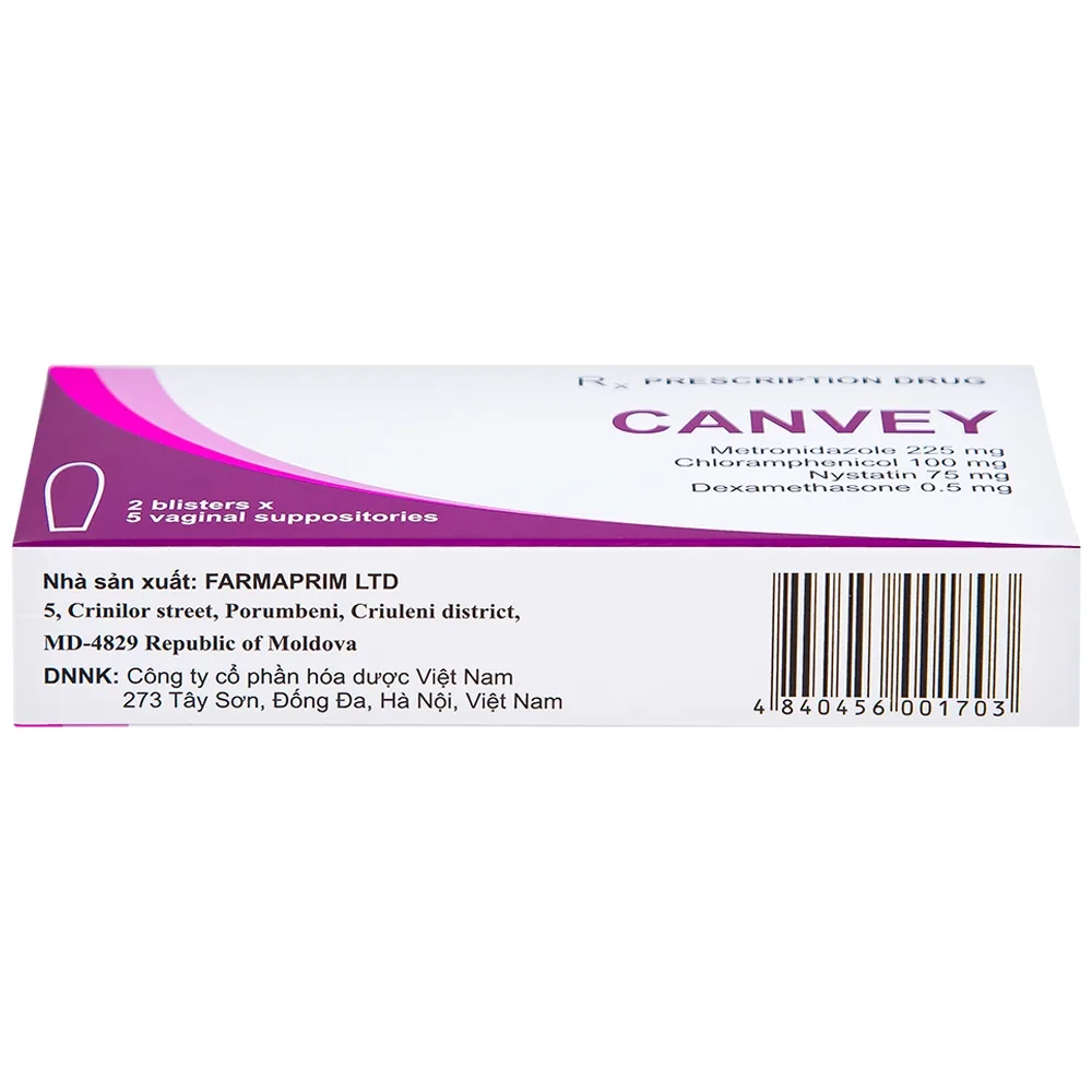 Hình ảnh Viên đặt âm đạo Canvey Farmaprim điều trị nhiễm khuẩn âm đạo (2 vỉ x 5 viên)