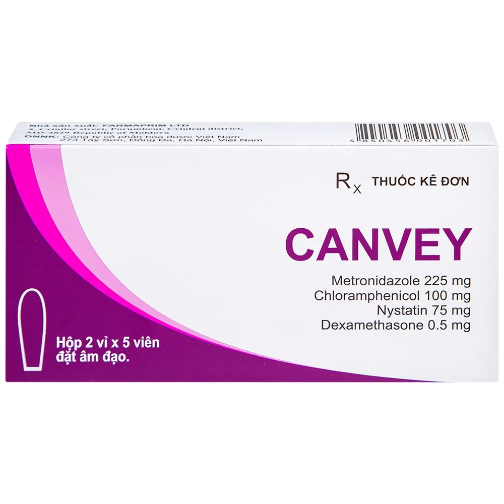 Hình ảnh Viên đặt âm đạo Canvey Farmaprim điều trị nhiễm khuẩn âm đạo (2 vỉ x 5 viên)