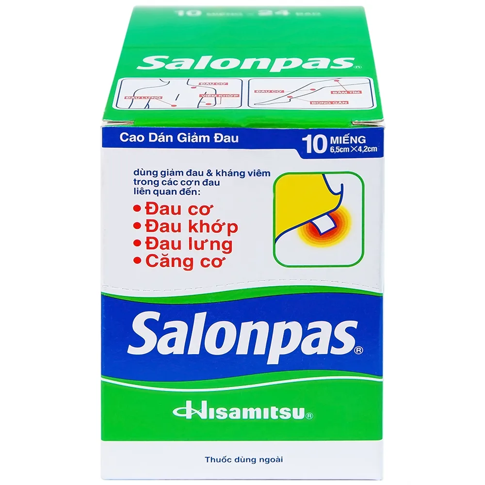 Hình ảnh Cao dán Salonpas Hisamitsu giảm đau vai, đau lưng, đau cơ (24 gói x 10 miếng)