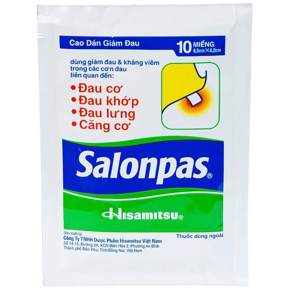 Hình ảnh Cao dán Salonpas Hisamitsu giảm đau vai, đau lưng, đau cơ (24 gói x 10 miếng)