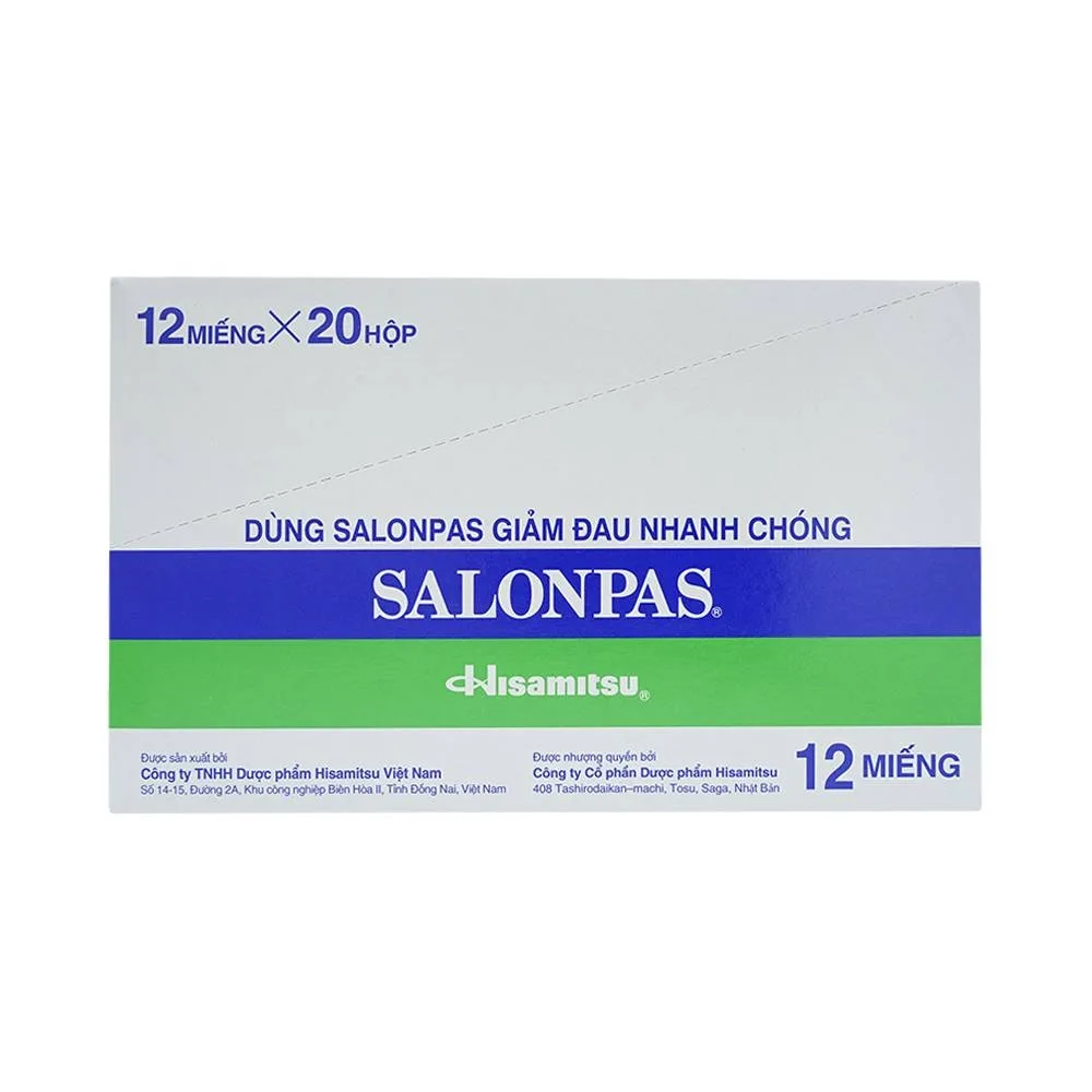 Hình ảnh Cao dán Salonpas Hisamitsu giảm đau vai, đau lưng (20 hộp x 12 miếng)