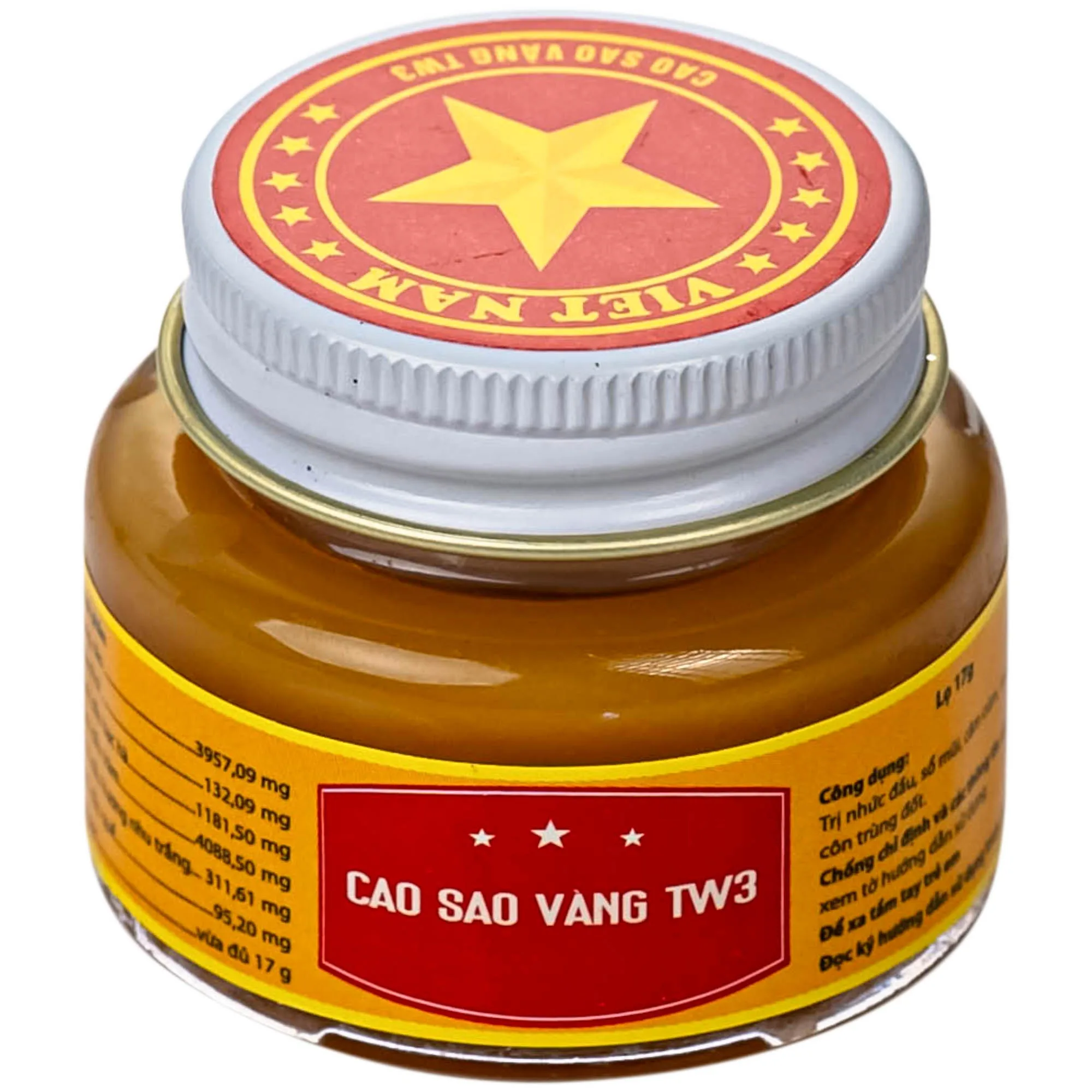 Hình ảnh Cao sao vàng TW3 với thành phần tinh dầu dược liệu dùng trị nhức đầu, sổ mũi, cảm cúm, muỗi và côn trùng đốt (6 lọ 17G)