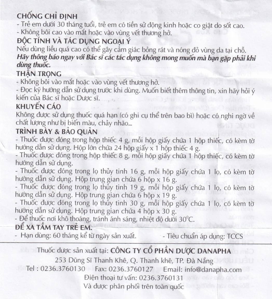 Hình ảnh Cao Sao Vàng Danapha điều trị cảm cúm, nhức đầu (16g)