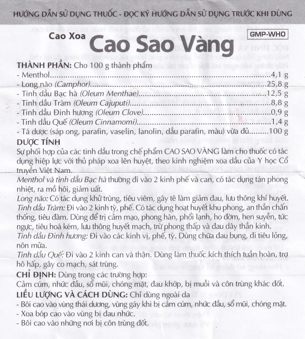 Hình ảnh Cao Sao Vàng Danapha điều trị cảm cúm, nhức đầu (16g)