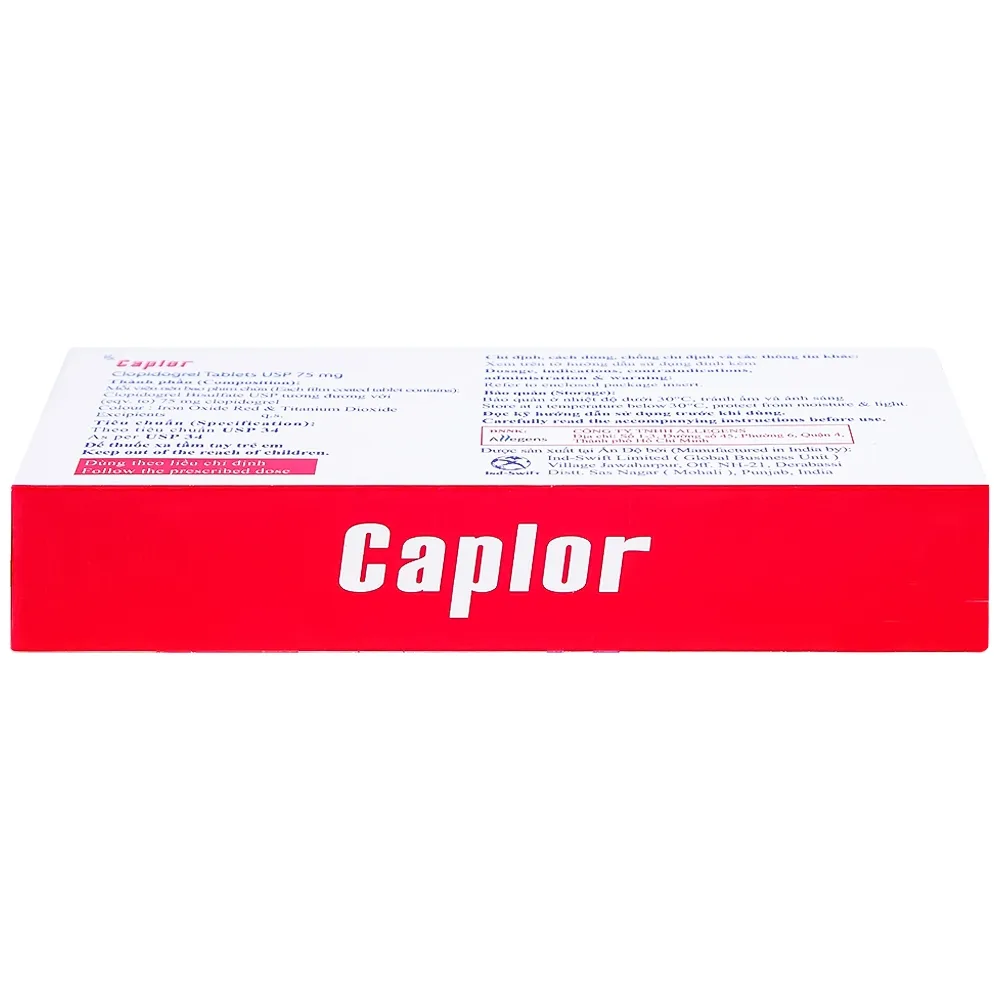 Hình ảnh Thuốc Caplor 75mg INd-Swift giảm huyết khối tắc mạch (3 vỉ x 10 viên)