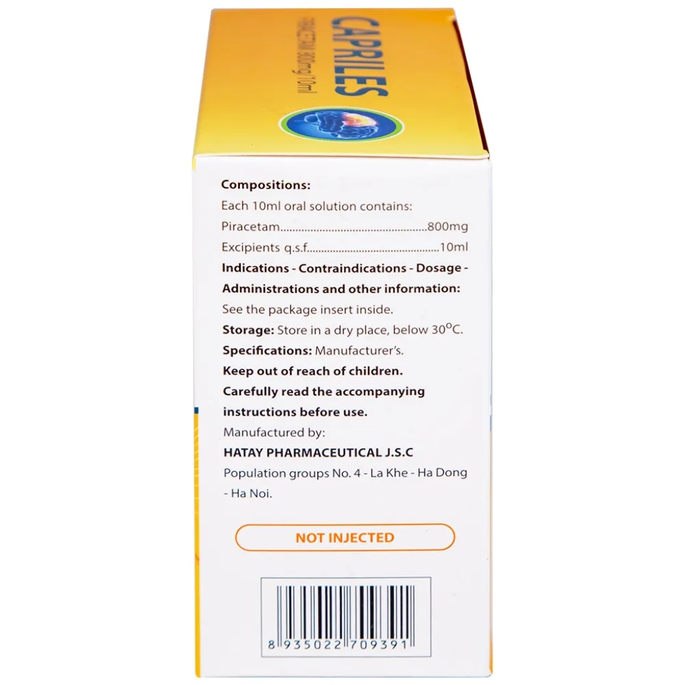 Hình ảnh Thuốc Capriles 800mg/10ml Hà Tây điều trị rung giật cơ, thiếu máu não (20 ống x 10ml)
