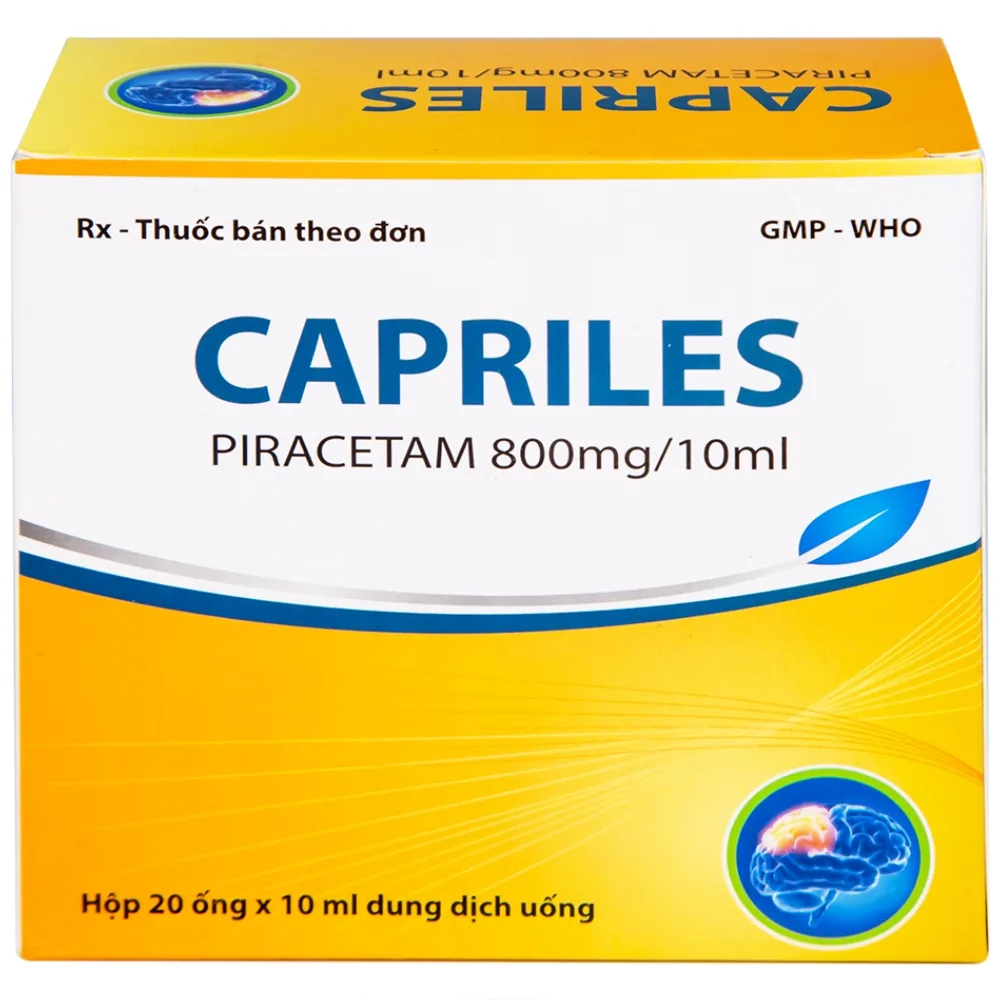 Hình ảnh Thuốc Capriles 800mg/10ml Hà Tây điều trị rung giật cơ, thiếu máu não (20 ống x 10ml)