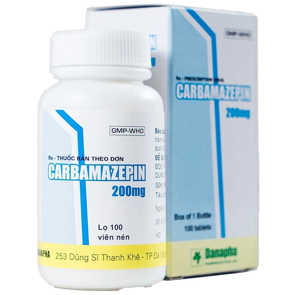 Hình ảnh Thuốc Carbamazepin 200mg Danapha điều trị bệnh động kinh, giảm đau dây thần kinh (100 viên)