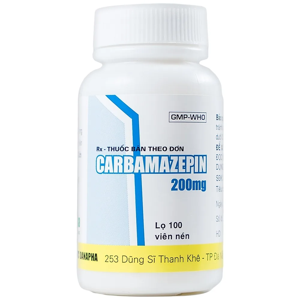 Hình ảnh Thuốc Carbamazepin 200mg Danapha điều trị bệnh động kinh, giảm đau dây thần kinh (100 viên)