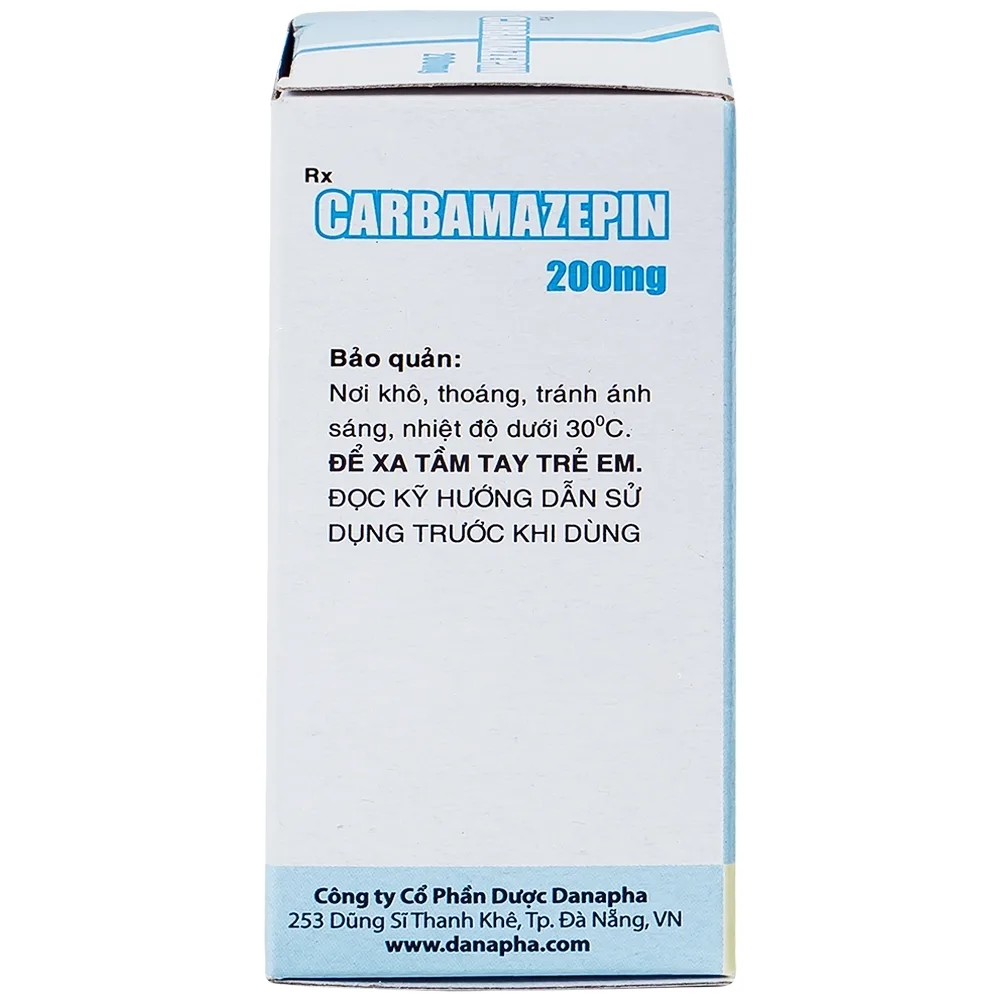 Hình ảnh Thuốc Carbamazepin 200mg Danapha điều trị bệnh động kinh, giảm đau dây thần kinh (100 viên)