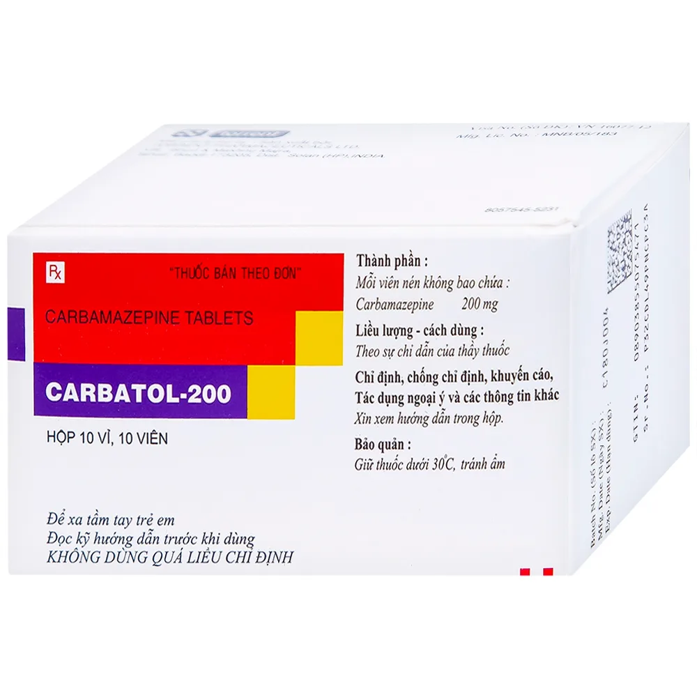 Hình ảnh Thuốc Carbatol 200 Torrent điều trị bệnh động kinh cục bộ (10 vỉ x 10 viên)