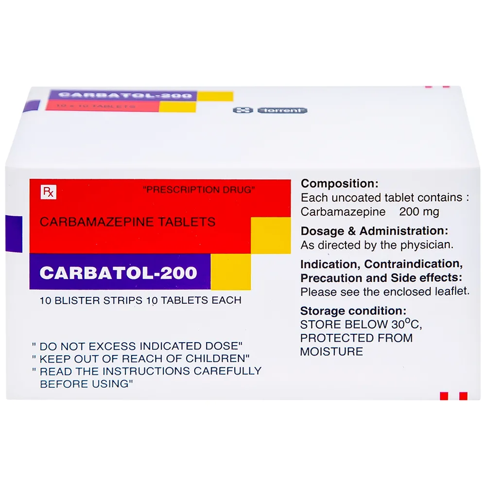 Hình ảnh Thuốc Carbatol 200 Torrent điều trị bệnh động kinh cục bộ (10 vỉ x 10 viên)
