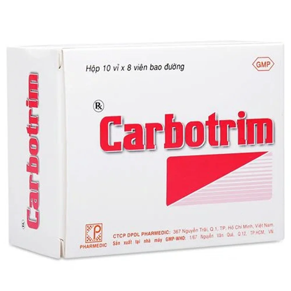 Hình ảnh Thuốc Carbotrim 200mg Pharmedic điều trị nhiễm khuẩn (10 vỉ x 8 viên)