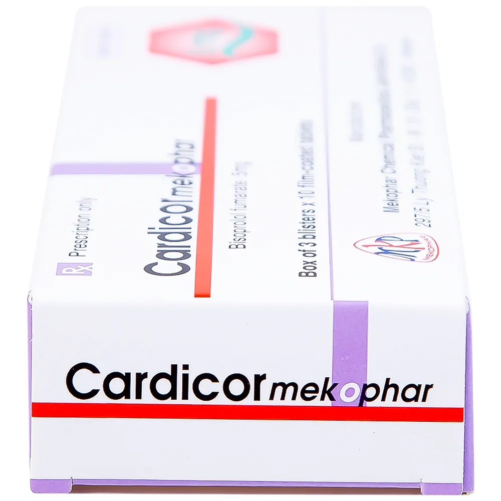 Hình ảnh Thuốc Cardicor Mekophar 5 điều trị cao huyết áp, đau thắt ngực (3 vỉ x 10 viên)