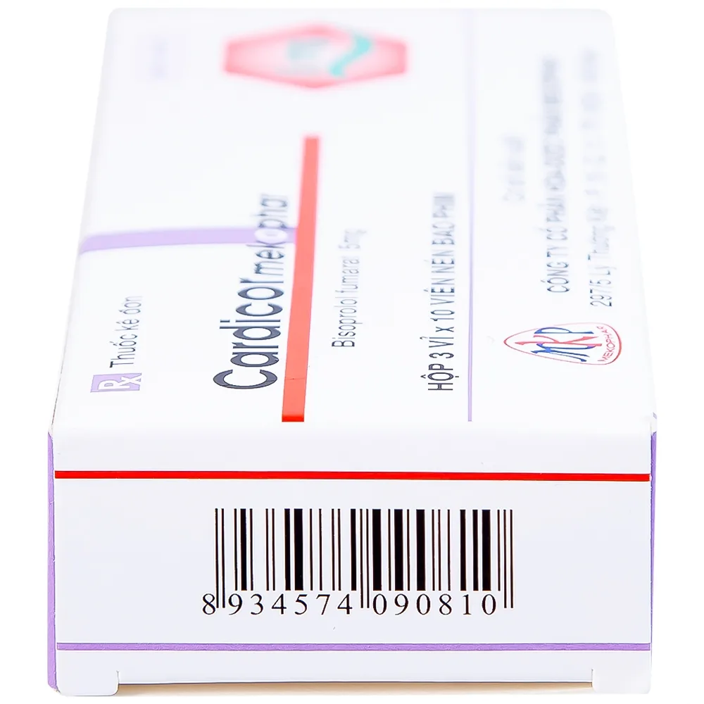 Hình ảnh Thuốc Cardicor Mekophar 5 điều trị cao huyết áp, đau thắt ngực (3 vỉ x 10 viên)