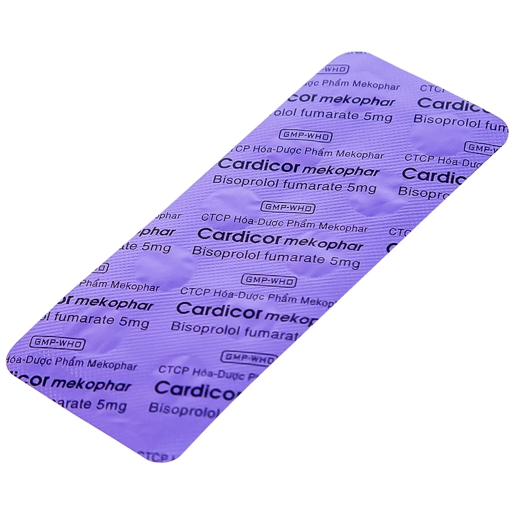 Hình ảnh Thuốc Cardicor Mekophar 5 điều trị cao huyết áp, đau thắt ngực (3 vỉ x 10 viên)