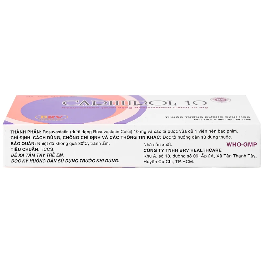 Hình ảnh Thuốc Carhurol 10 BRV điều trị tăng cholesterol máu (3 vỉ x 10 viên)