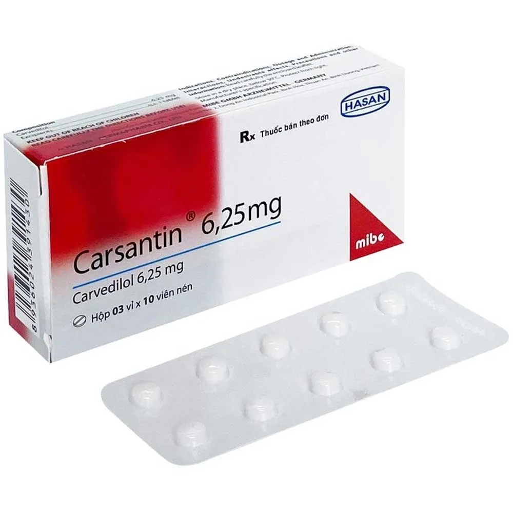 Hình ảnh Thuốc Carsantin 6.25mg Hasan điều trị tăng huyết áp vô căn (3 vỉ x 10 viên)