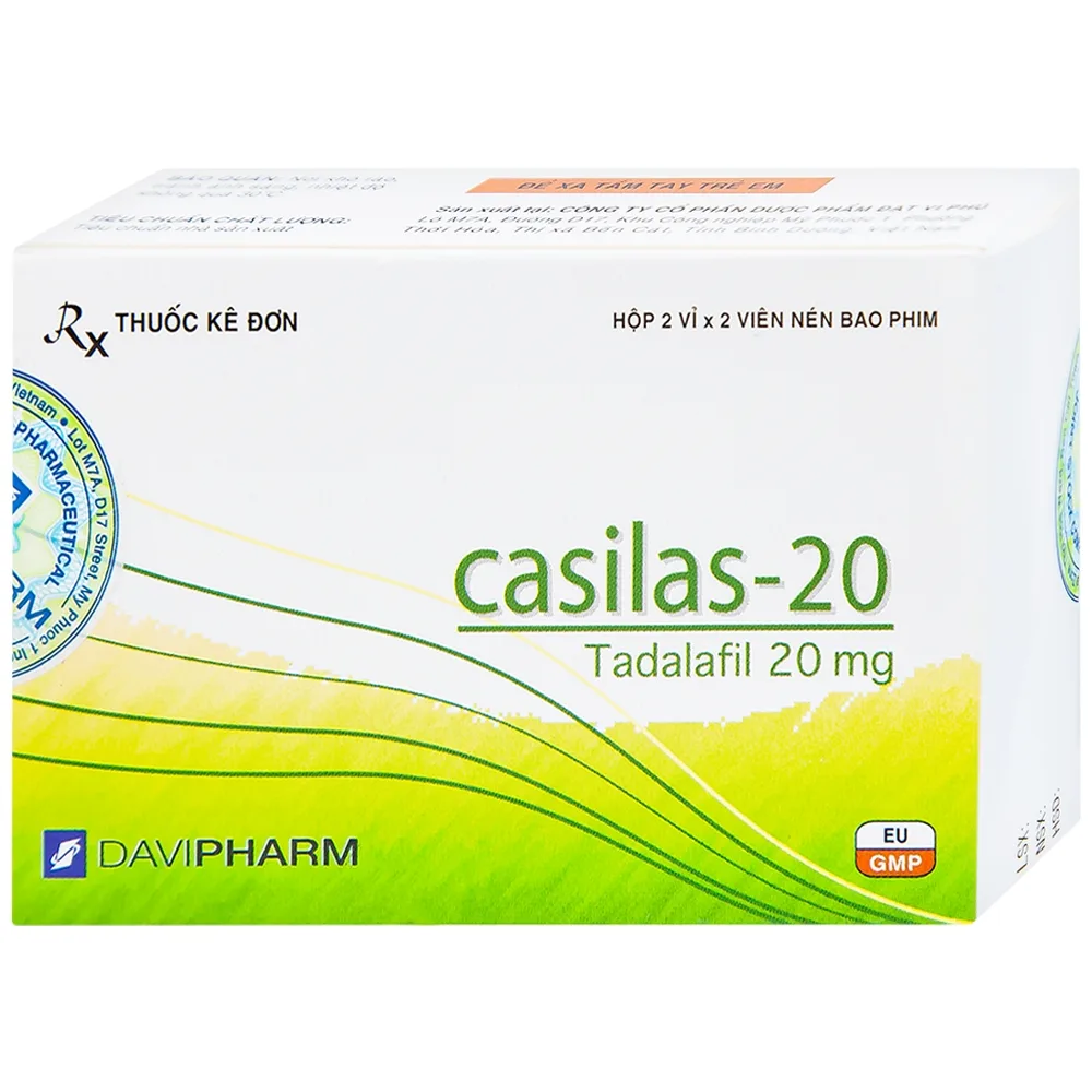 Hình ảnh Thuốc Casilas-20 Davipharm điều trị rối loạn cương dương (2 vỉ x 2 viên)