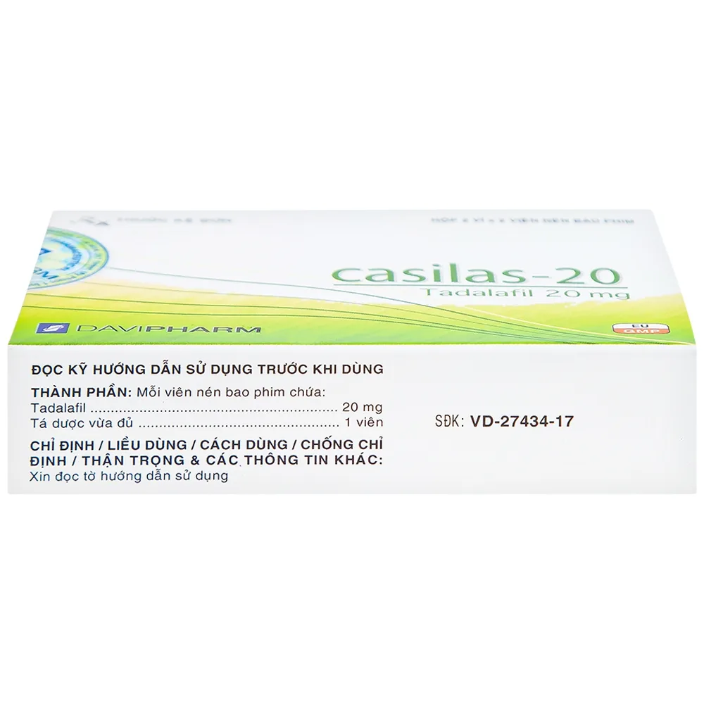 Hình ảnh Thuốc Casilas-20 Davipharm điều trị rối loạn cương dương (2 vỉ x 2 viên)