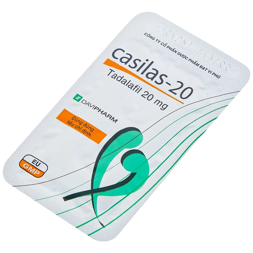 Hình ảnh Thuốc Casilas-20 Davipharm điều trị rối loạn cương dương (2 vỉ x 2 viên)