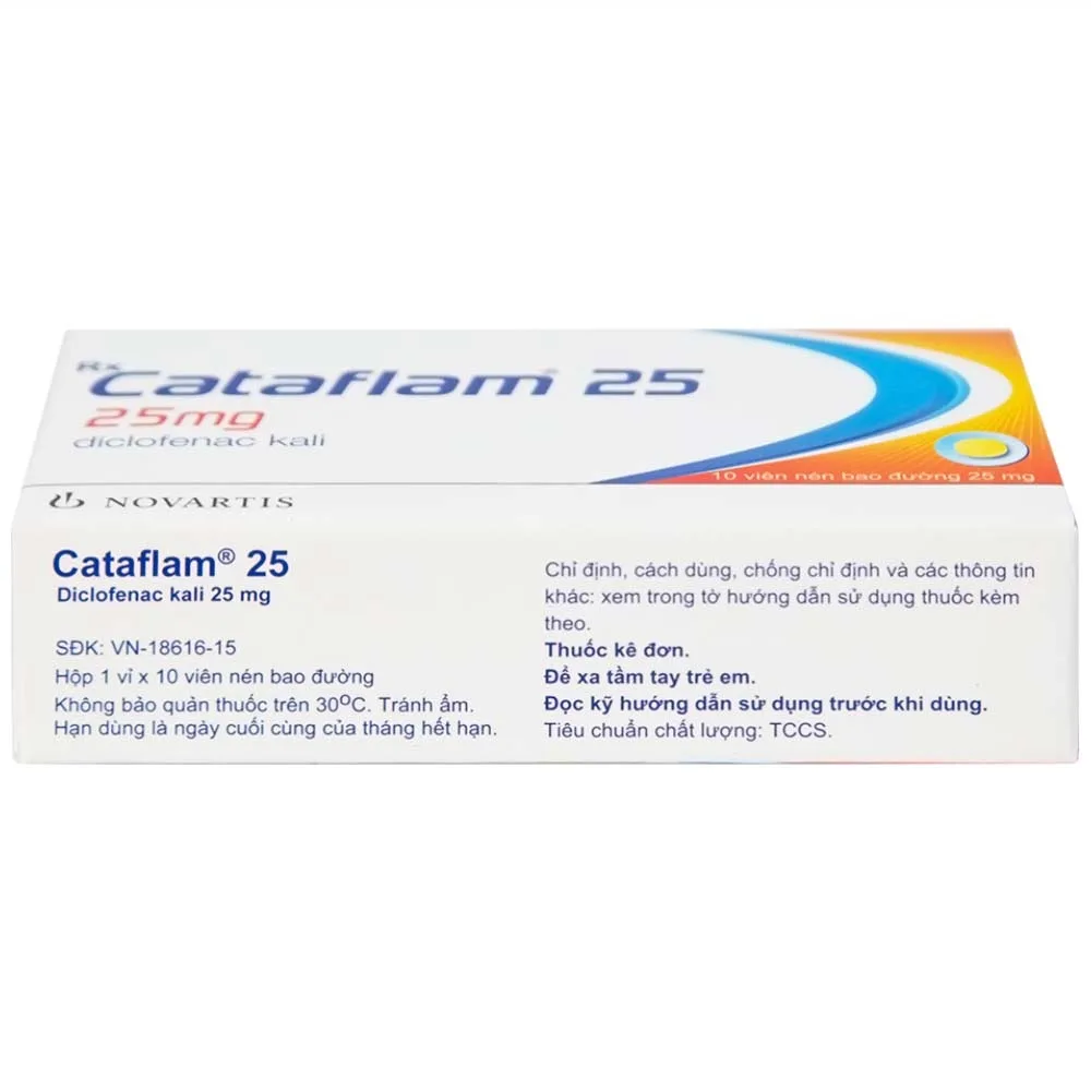 Hình ảnh Thuốc Cataflam 25 Novartis điều trị đau sau chấn thương, viêm và sưng do bong gân (1 vỉ x 10 viên)