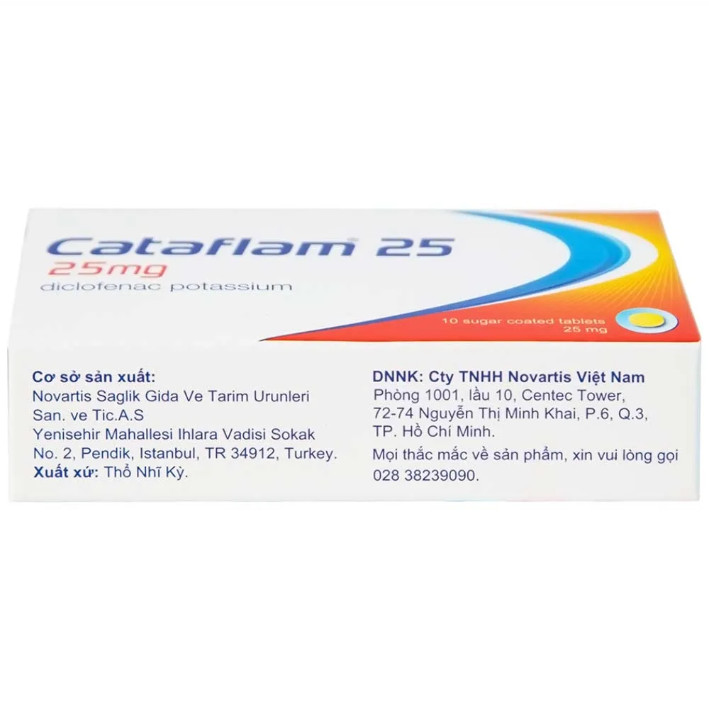 Hình ảnh Thuốc Cataflam 25 Novartis điều trị đau sau chấn thương, viêm và sưng do bong gân (1 vỉ x 10 viên)