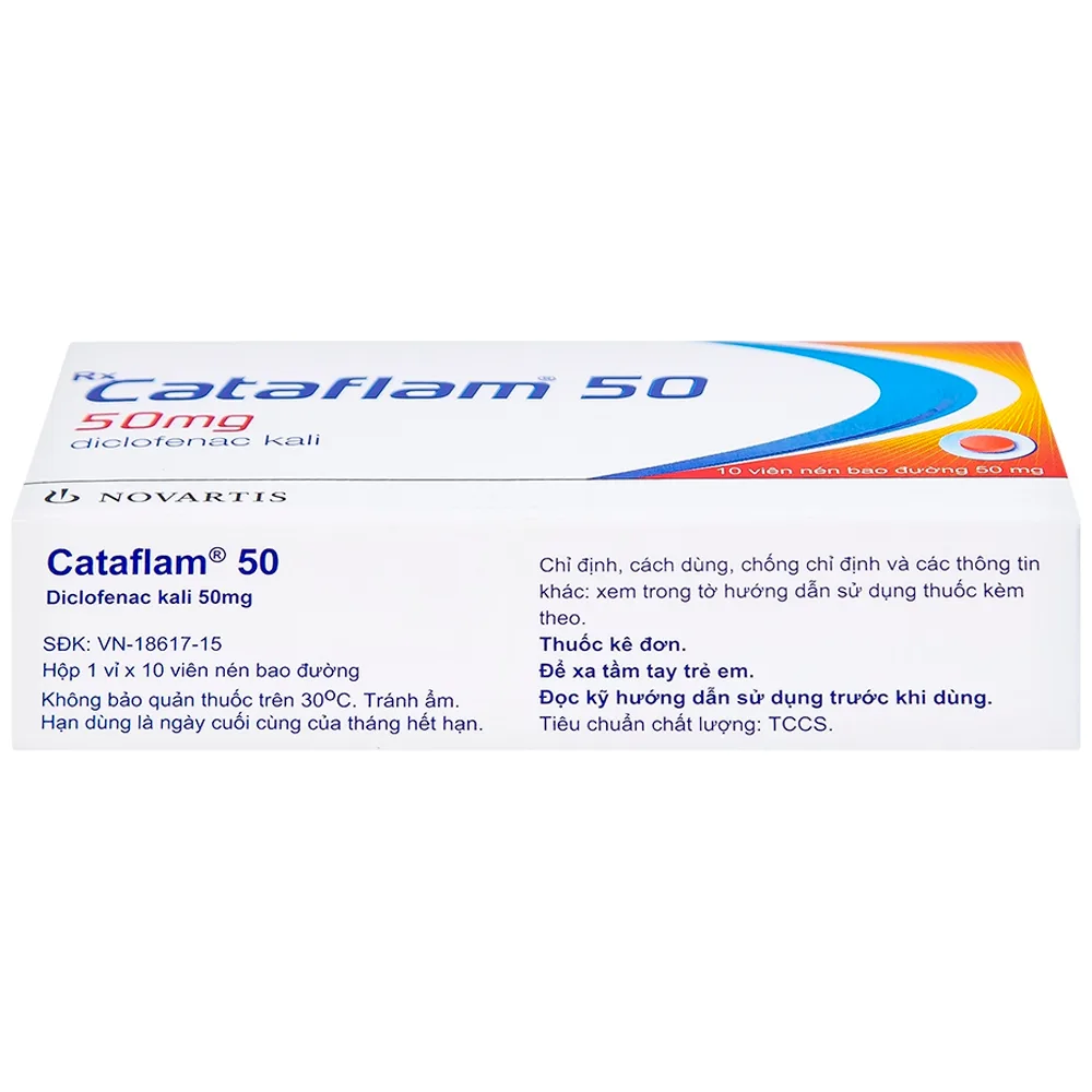 Hình ảnh Thuốc Cataflam 50 Novartis điều trị đau sau chấn thương, viêm và sưng do bong gân (1 vỉ x 10 viên)