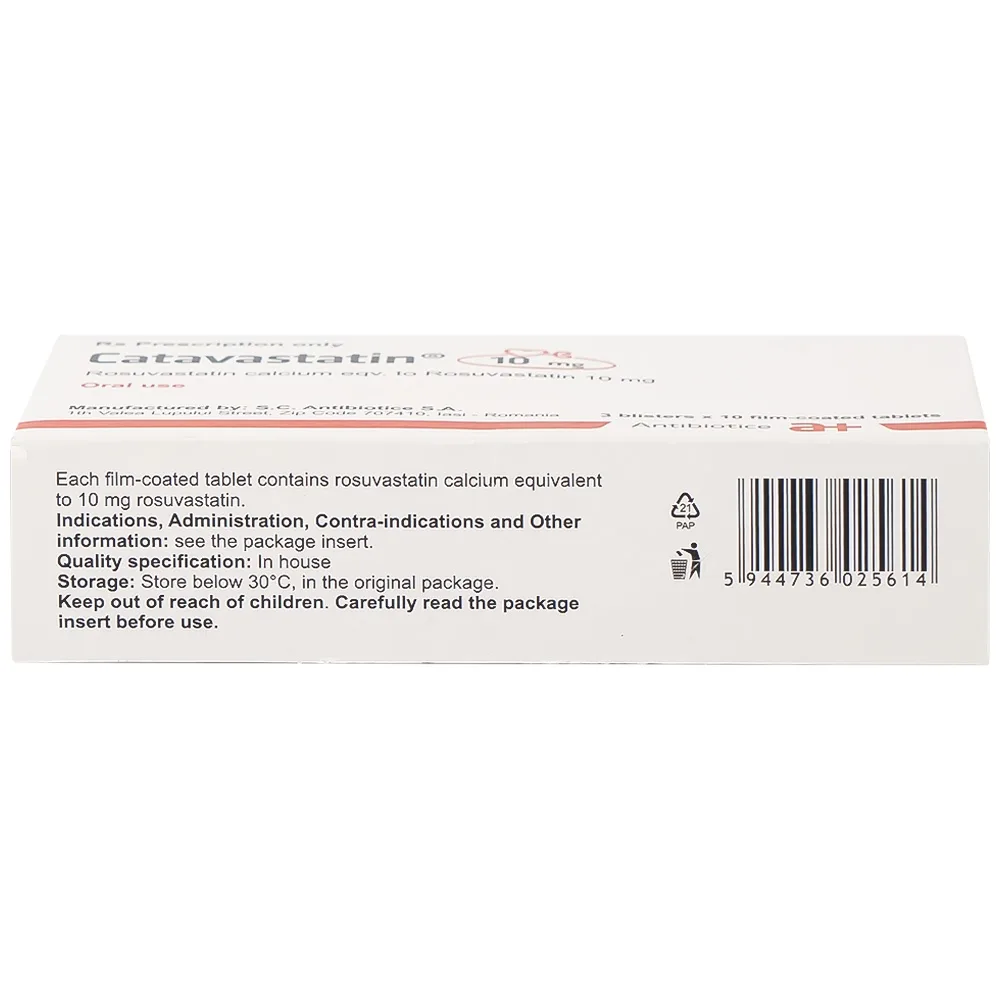 Hình ảnh Thuốc Catavastatin 10mg S.C Antibiotice điều trị tăng cholesterol máu nguyên phát (3 vỉ x 10 viên)