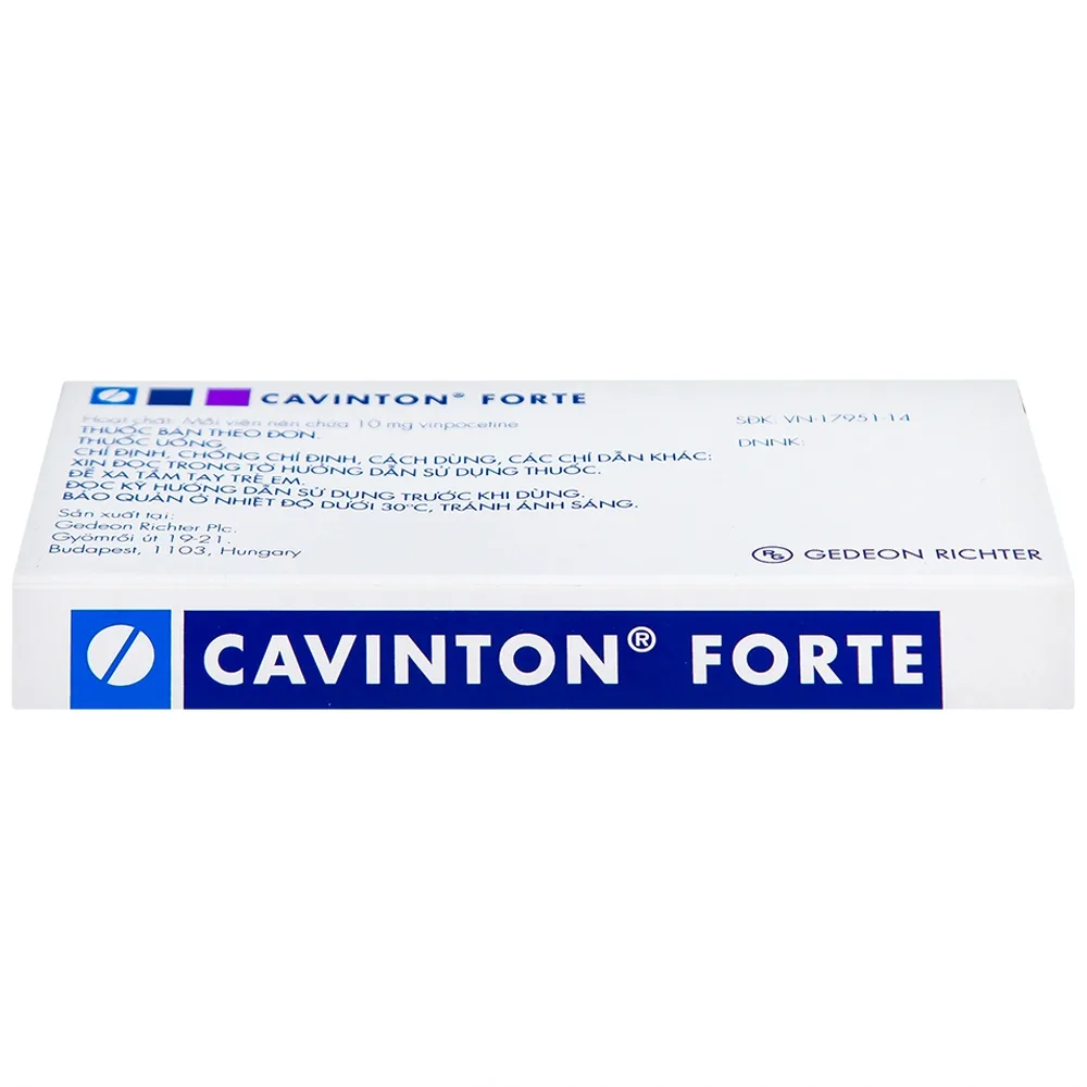 Hình ảnh Thuốc Cavinton Forte 10mg Gedeon điều trị rối loạn tuần hoàn máu não (2 vỉ x 15 viên)