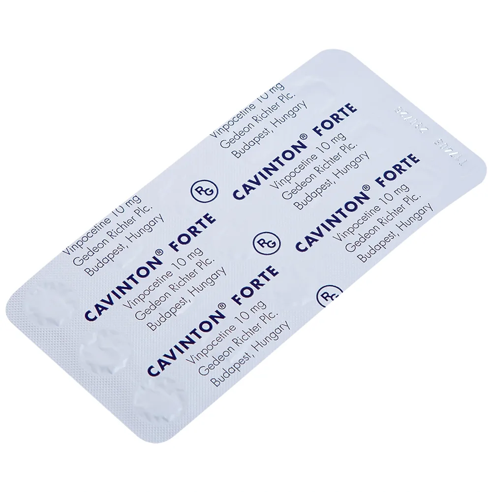 Hình ảnh Thuốc Cavinton Forte 10mg Gedeon điều trị rối loạn tuần hoàn máu não (2 vỉ x 15 viên)