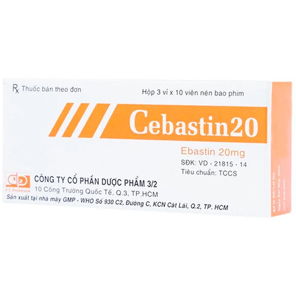 Hình ảnh Thuốc Cebastin20 Dược 3-2 điều trị viêm mũi dị ứng, mày đay (3 vỉ x 10 viên)